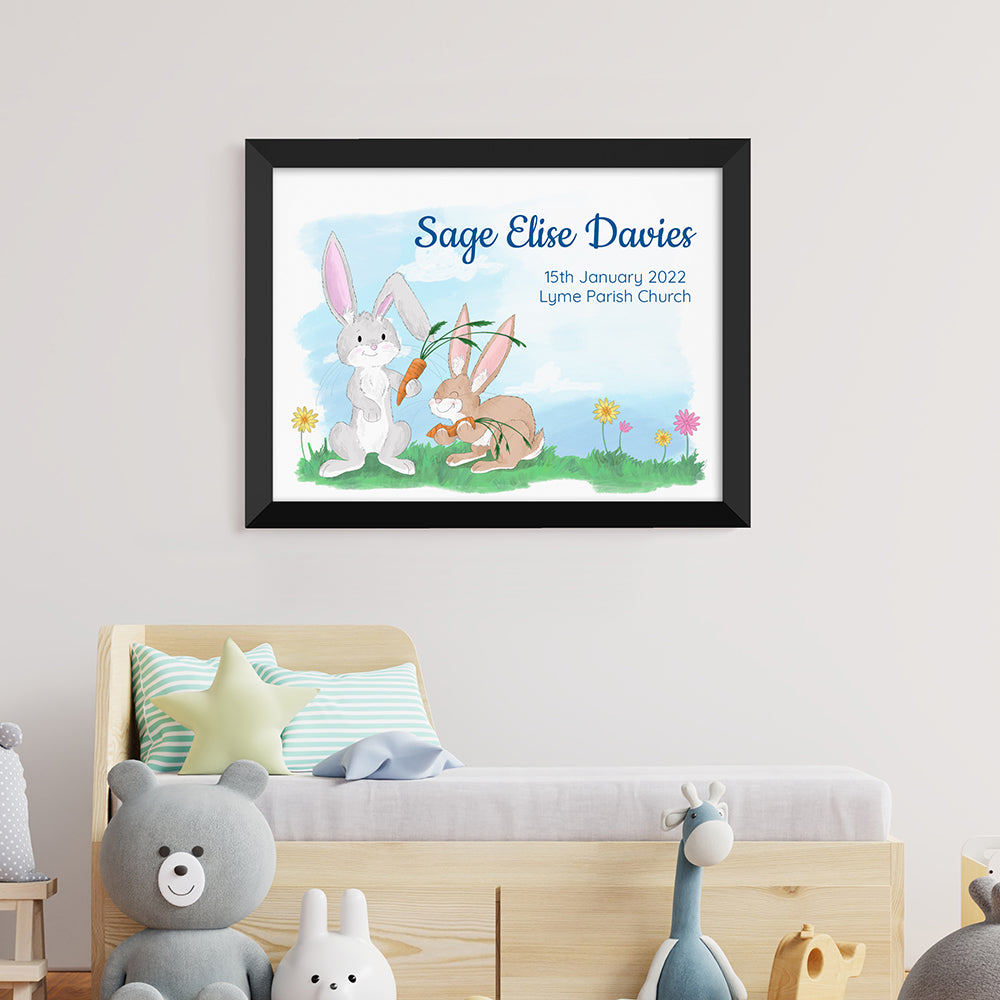 Personalised Spring Bunny Framed Print