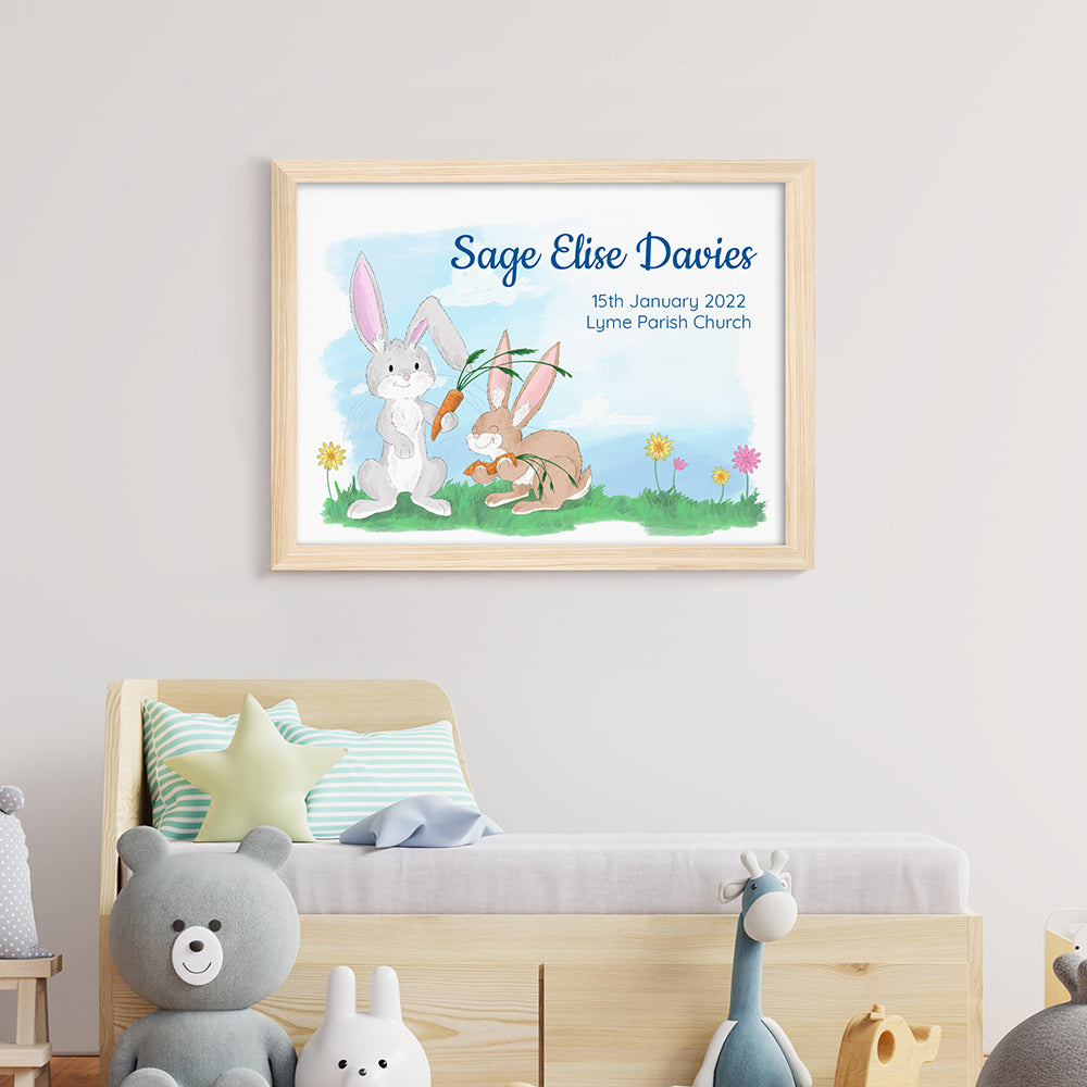 Personalised Spring Bunny Framed Print