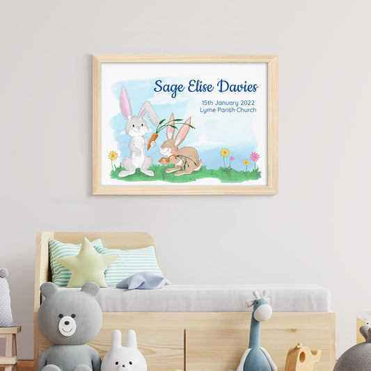 Personalised Spring Bunny Framed Print
