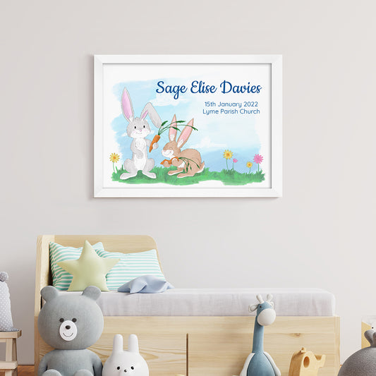Personalised Spring Bunny Framed Print