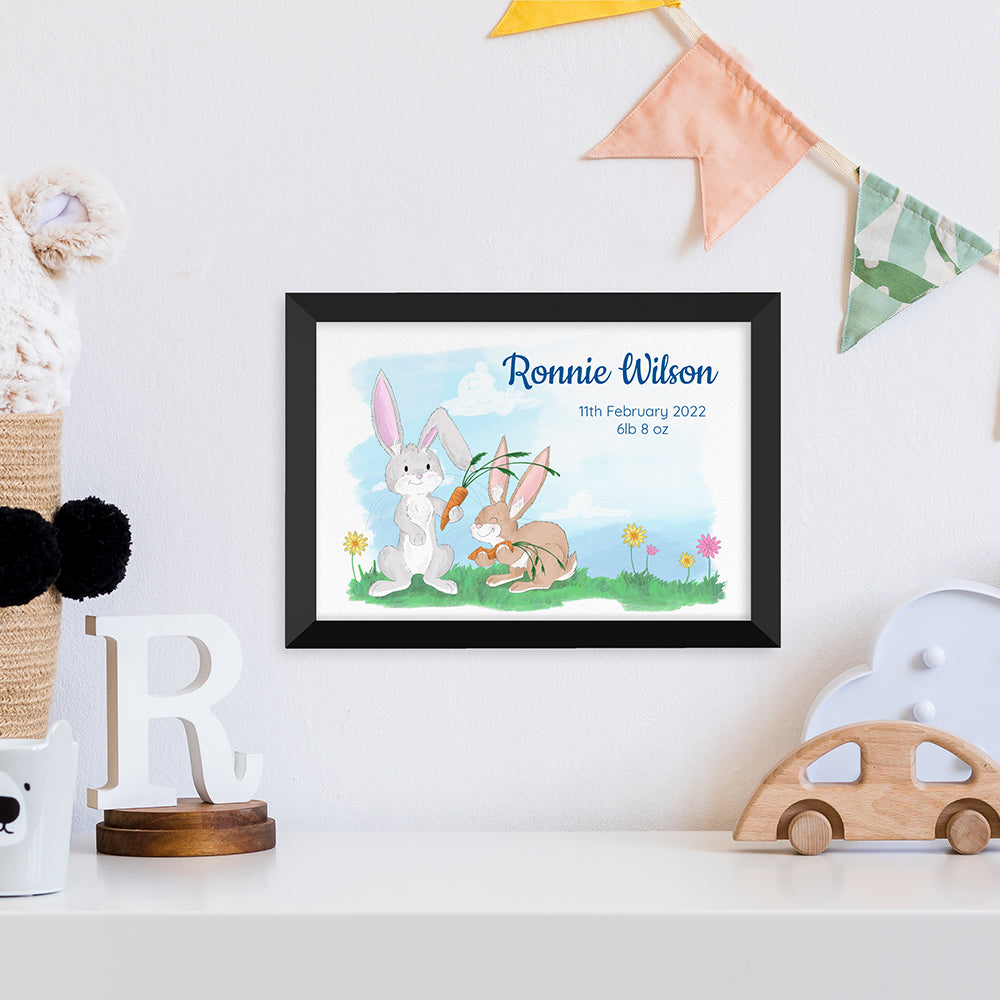 Personalised Spring Bunny Framed Print