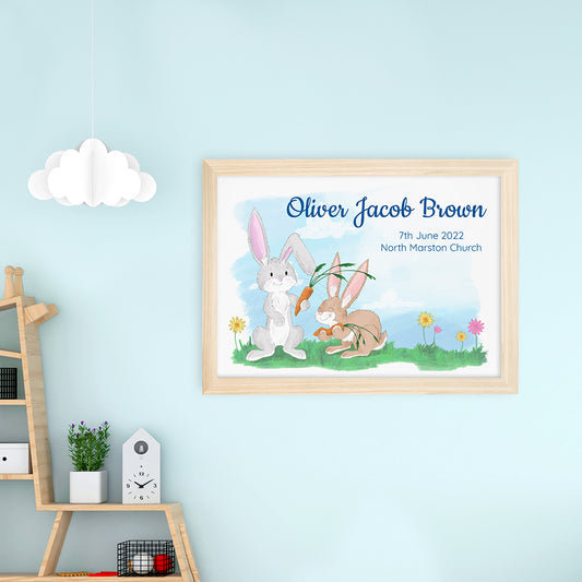 Personalised Spring Bunny Framed Print
