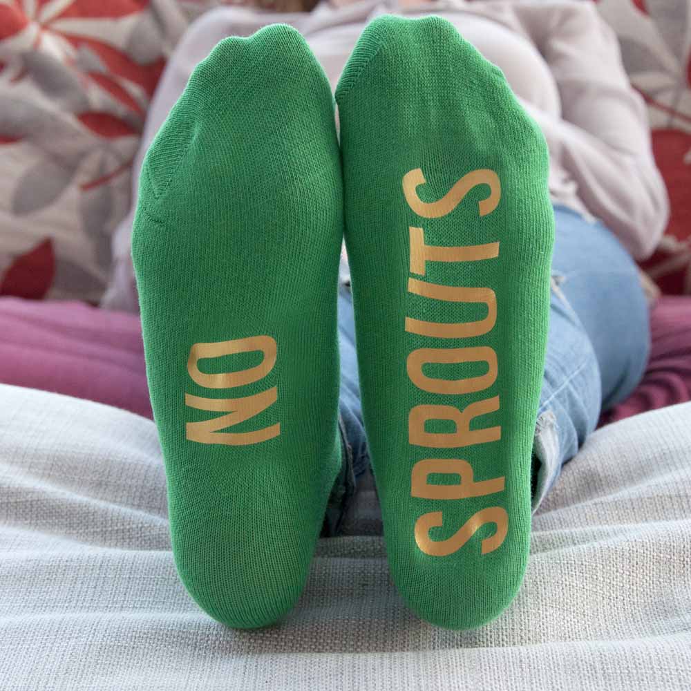 Personalised Sprout Green and Canary Yellow Christmas Day Socks 