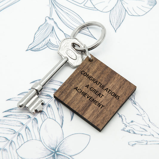Personalised Square Walnut Keyring