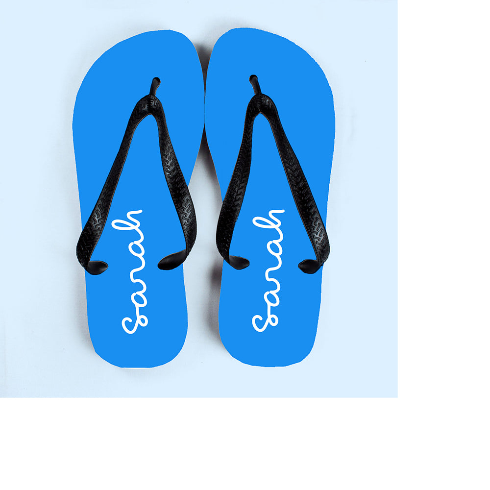 Personalised Summer Style Flip Flops - Large - Blue