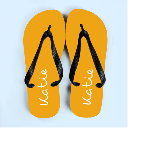 Personalised Summer Style Flip Flops - Large - Yellow