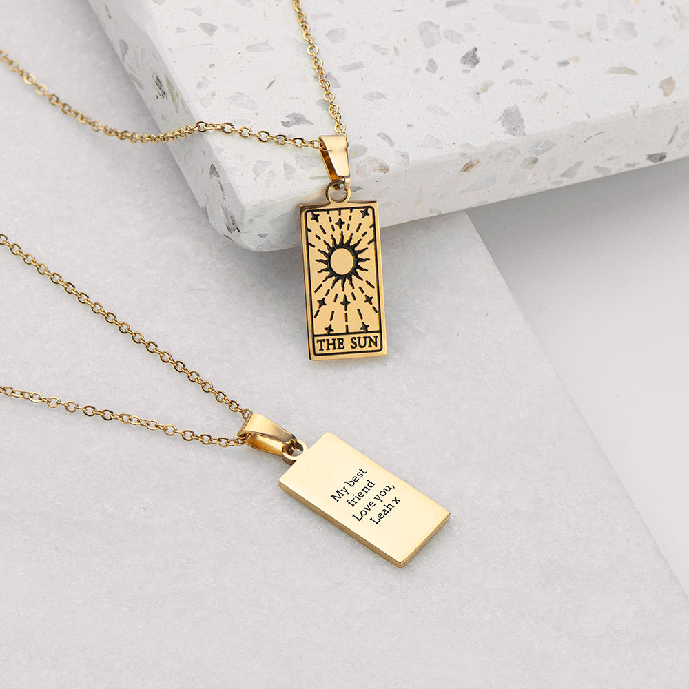 Personalised Sun Tarot Card Necklace