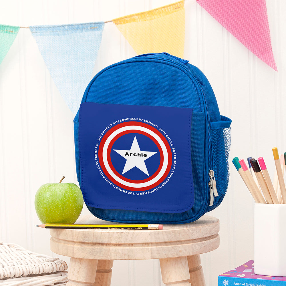 Personalised Superhero Blue Lunch Bag