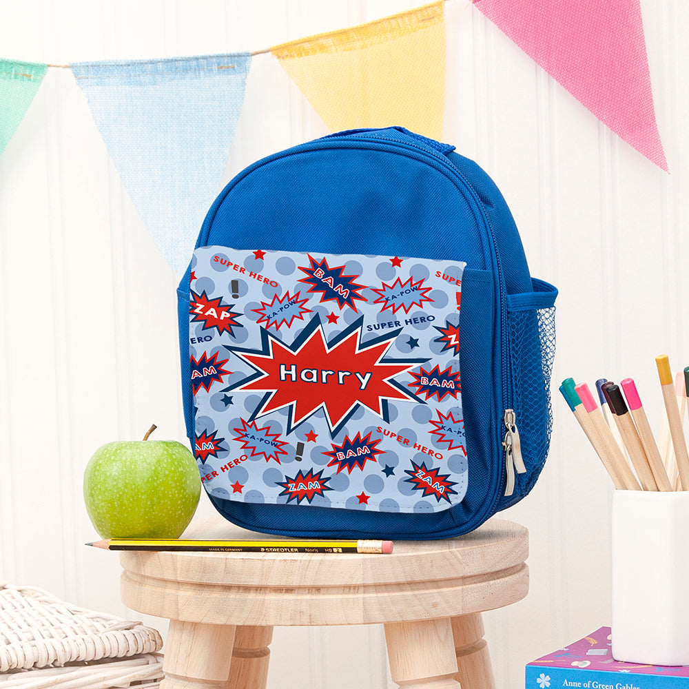 Personalised Superhero Blue Lunch Bag