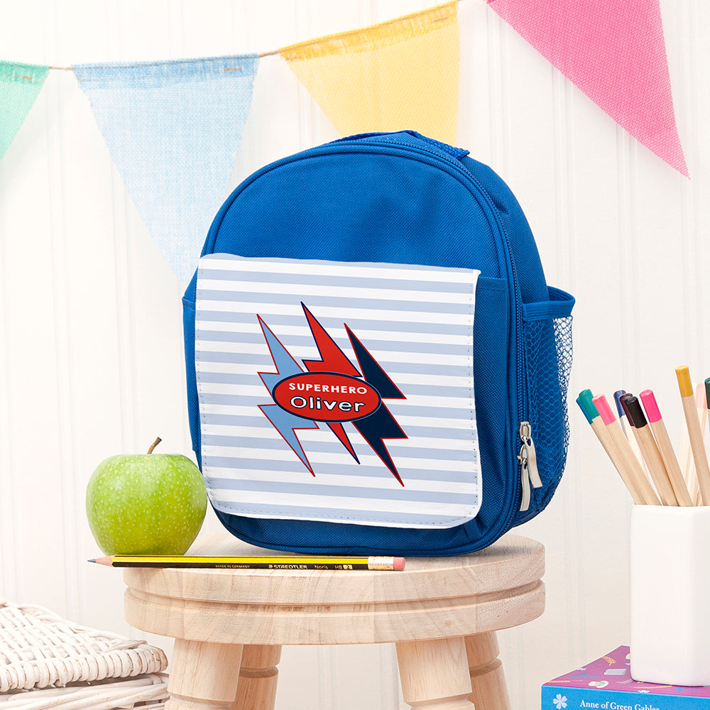 Personalised Superhero Blue Lunch Bag