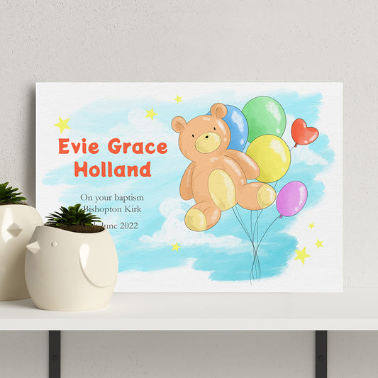 Personalised Teddy Bear Balloon Framed Print