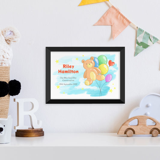 Personalised Teddy Bear Balloon Framed Print
