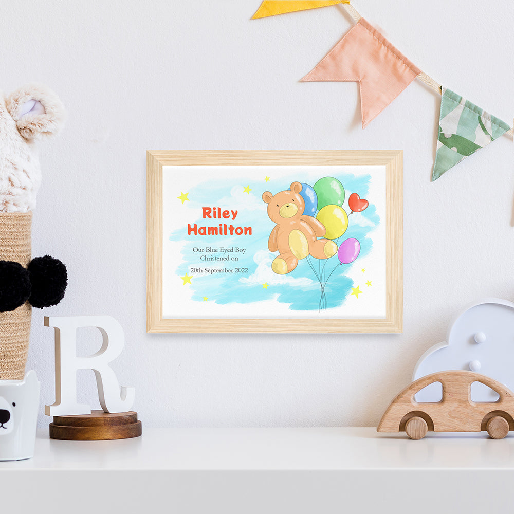 Personalised Teddy Bear Balloon Framed Print