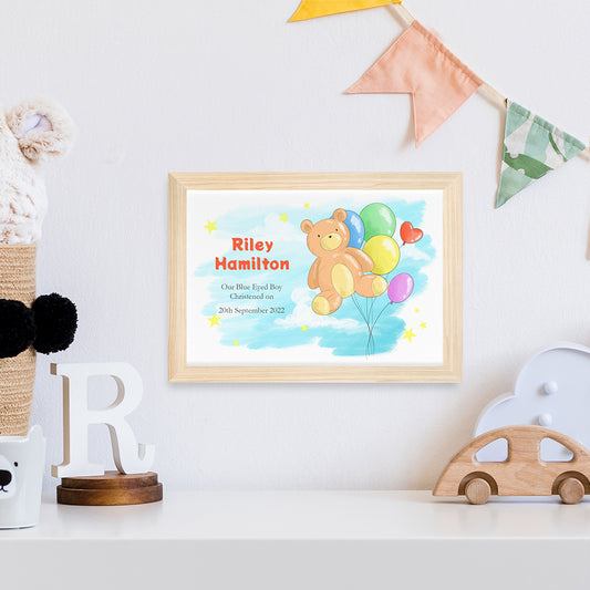 Personalised Teddy Bear Balloon Framed Print