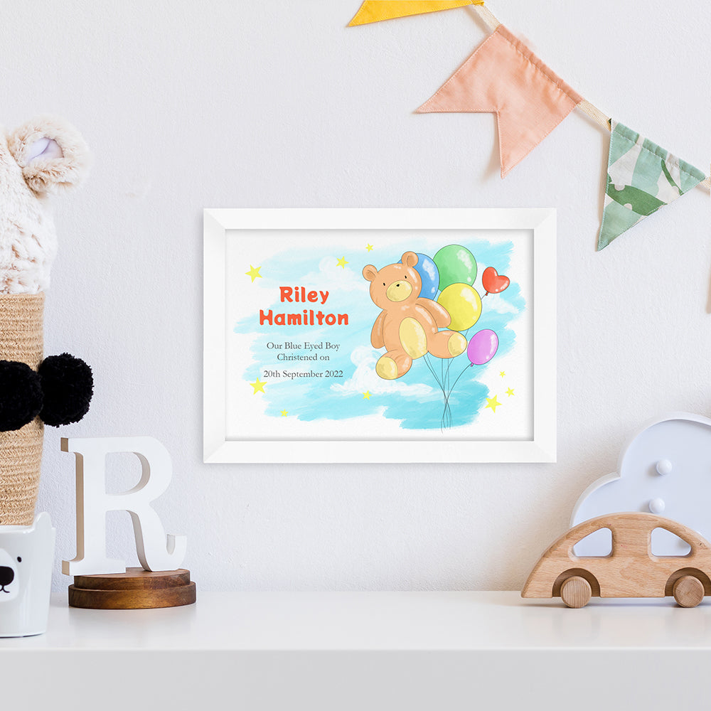Personalised Teddy Bear Balloon Framed Print