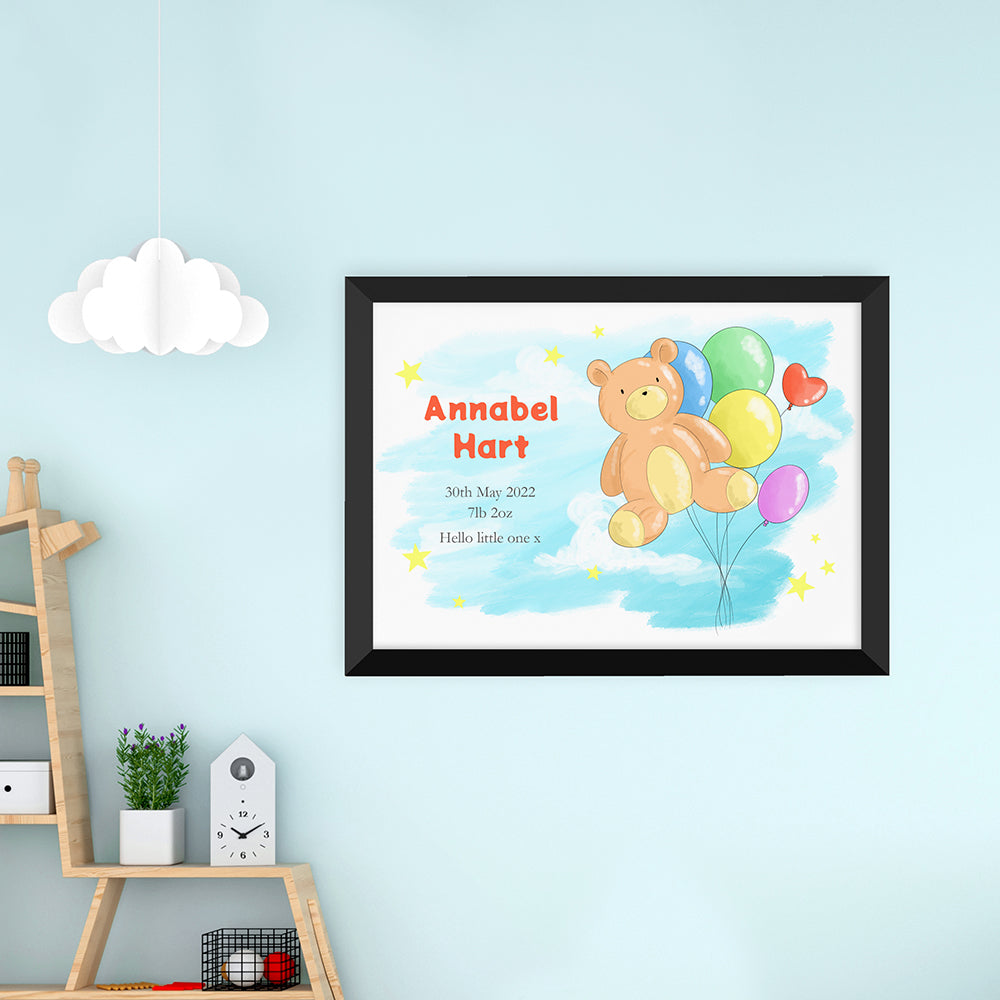 Personalised Teddy Bear Balloon Framed Print