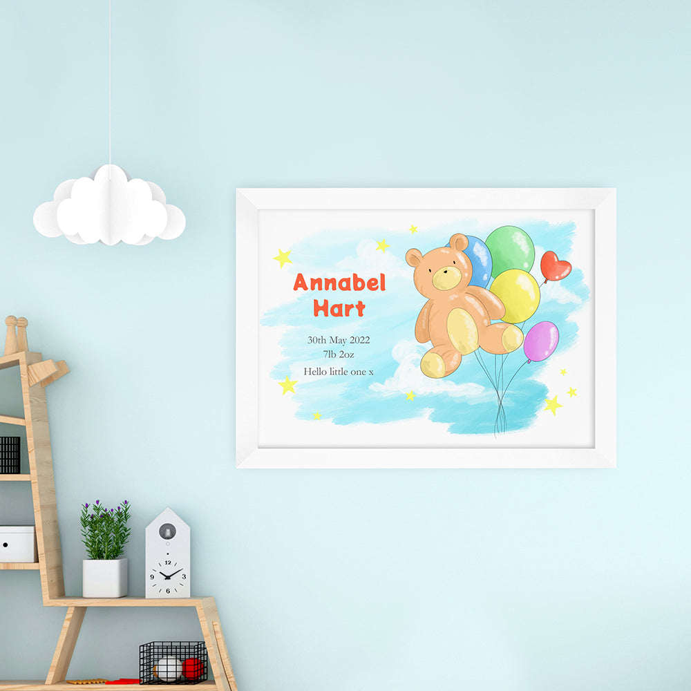 Personalised Teddy Bear Balloon Framed Print