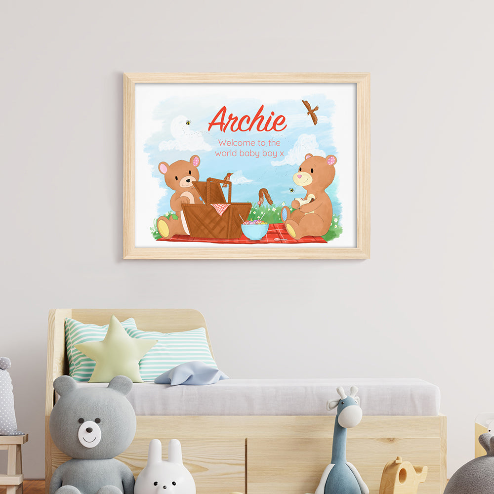 Personalised Teddy Bear Picnic Framed Print