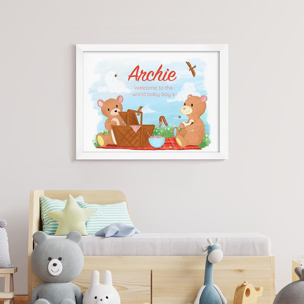 Personalised Teddy Bear Picnic Framed Print