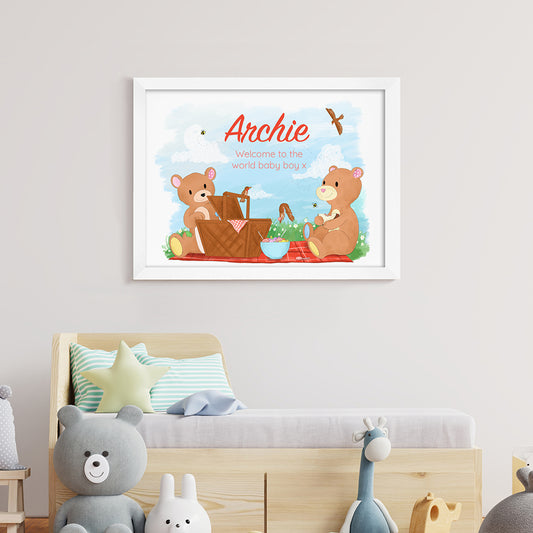 Personalised Teddy Bear Picnic Framed Print