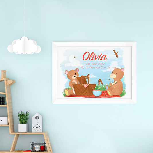 Personalised Teddy Bear Picnic Framed Print
