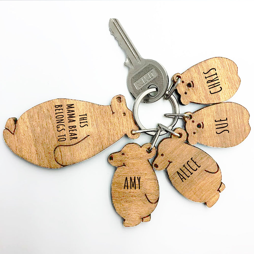 Personalised This Mama Bear Belongs To Keyring Set