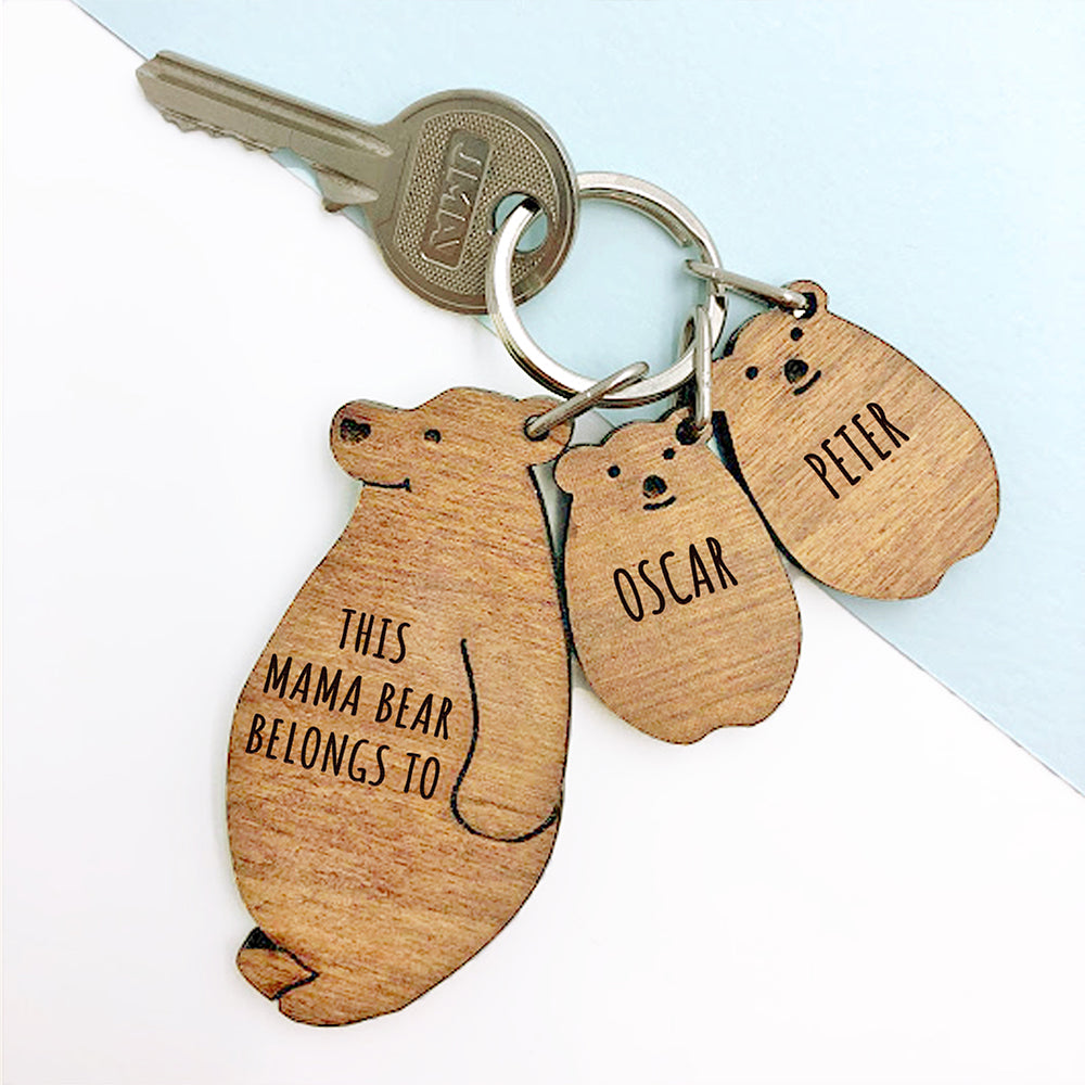 Personalised This Mama Bear Belongs To Keyring Set