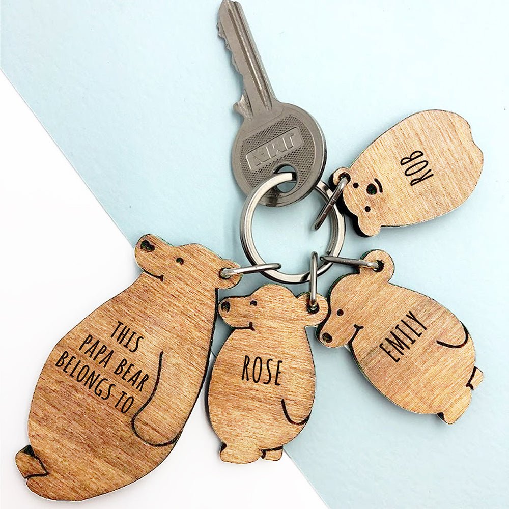 Personalised This Papa Bear Belongs To Keyring Set