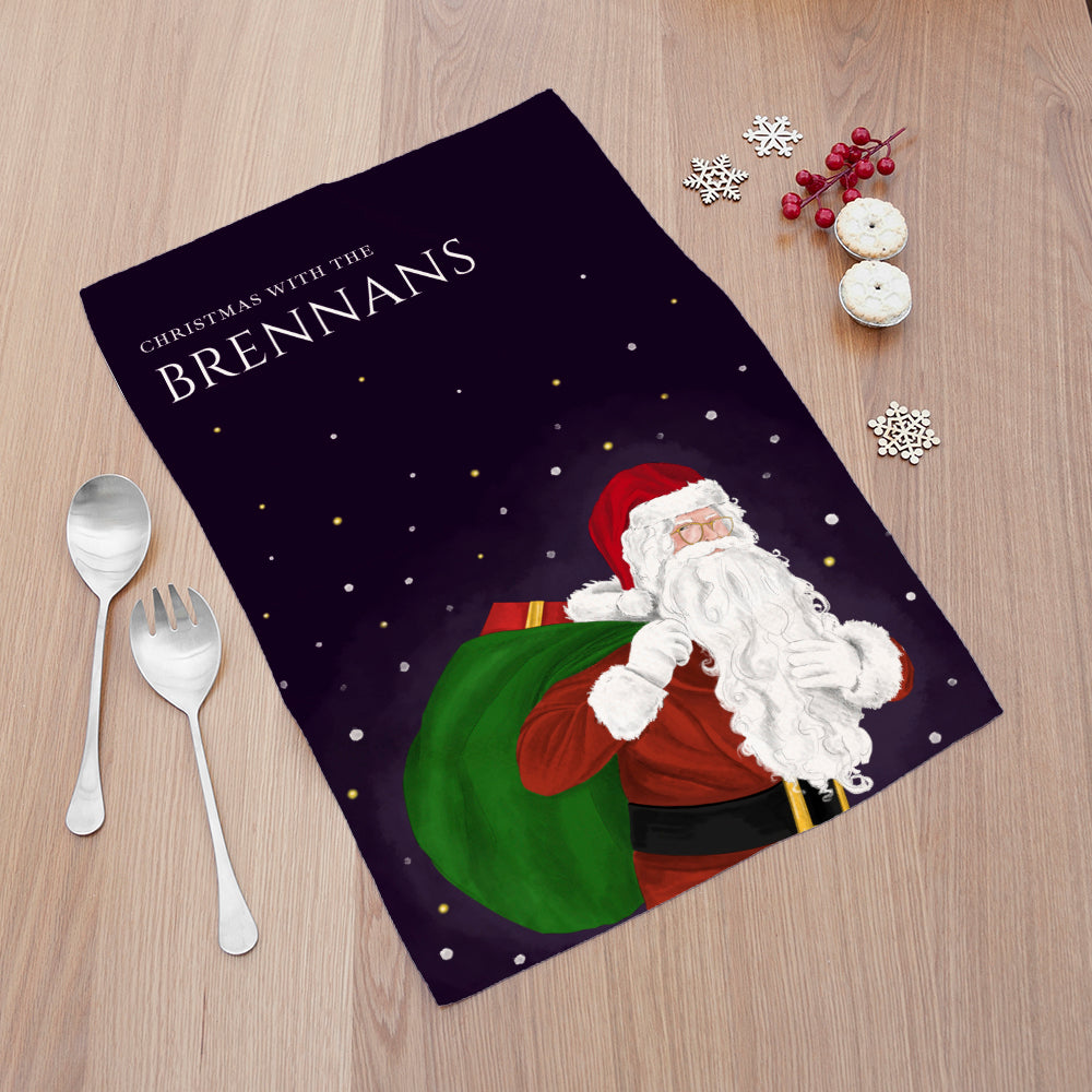 Personalised Traditional Santa Tea Towel