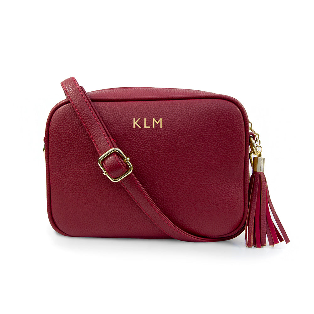 Personalised Vegan Leather Crossbody Bag in Red