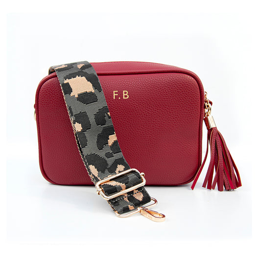 Personalised Vegan Leather Crossbody Bag in Red