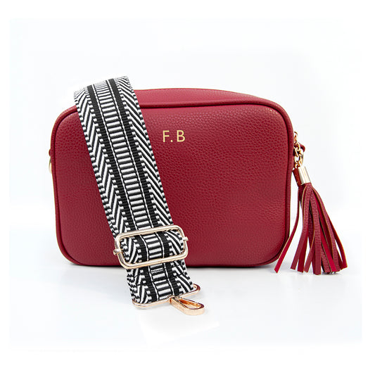 Personalised Vegan Leather Crossbody Bag in Red