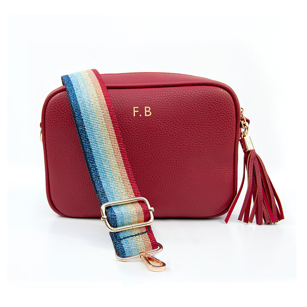 Personalised Vegan Leather Crossbody Bag in Red