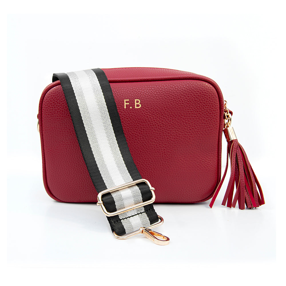 Personalised Vegan Leather Crossbody Bag in Red