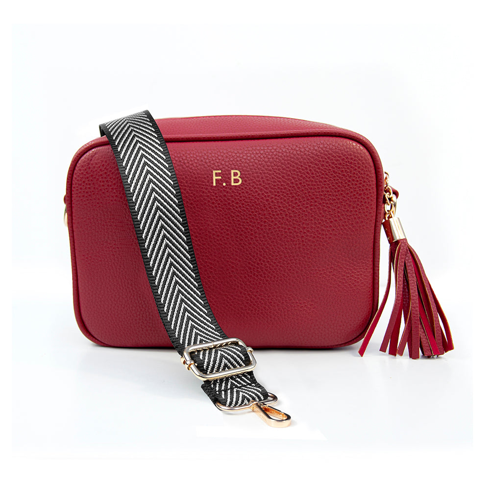 Personalised Vegan Leather Crossbody Bag in Red