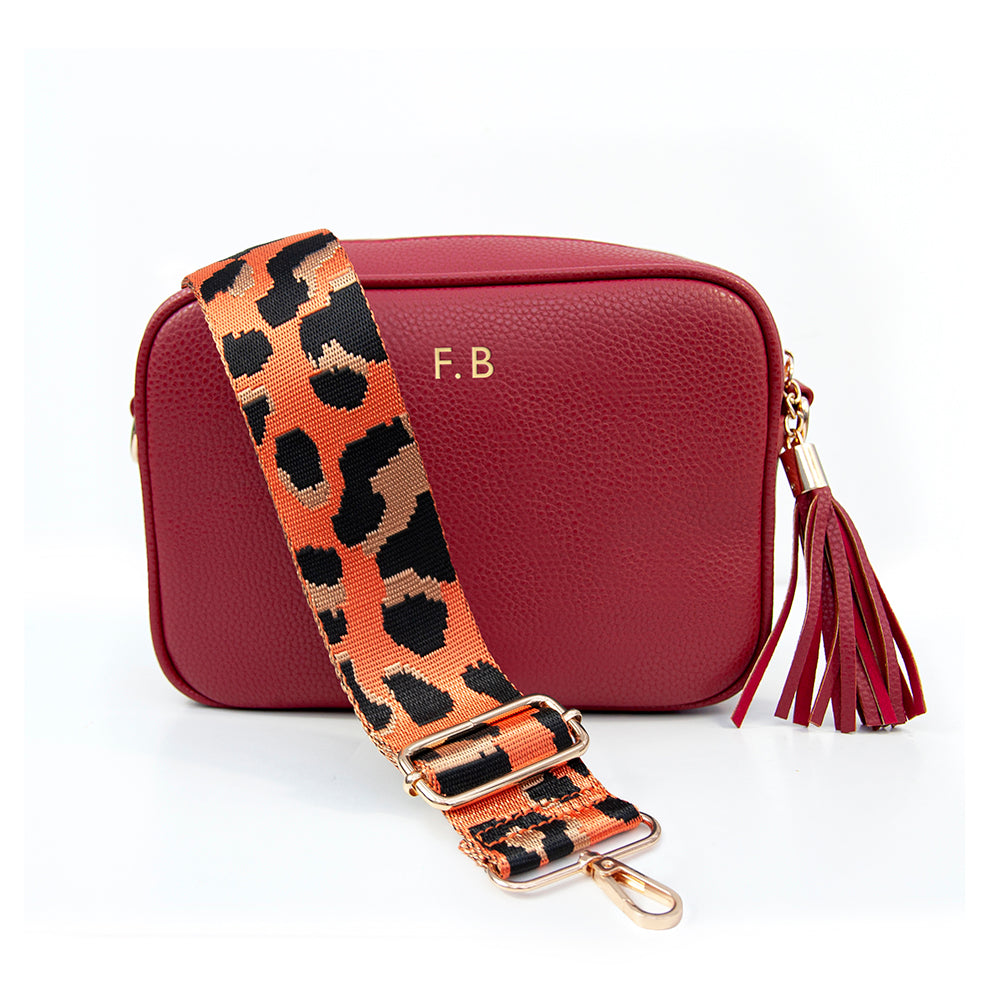 Personalised Vegan Leather Crossbody Bag in Red