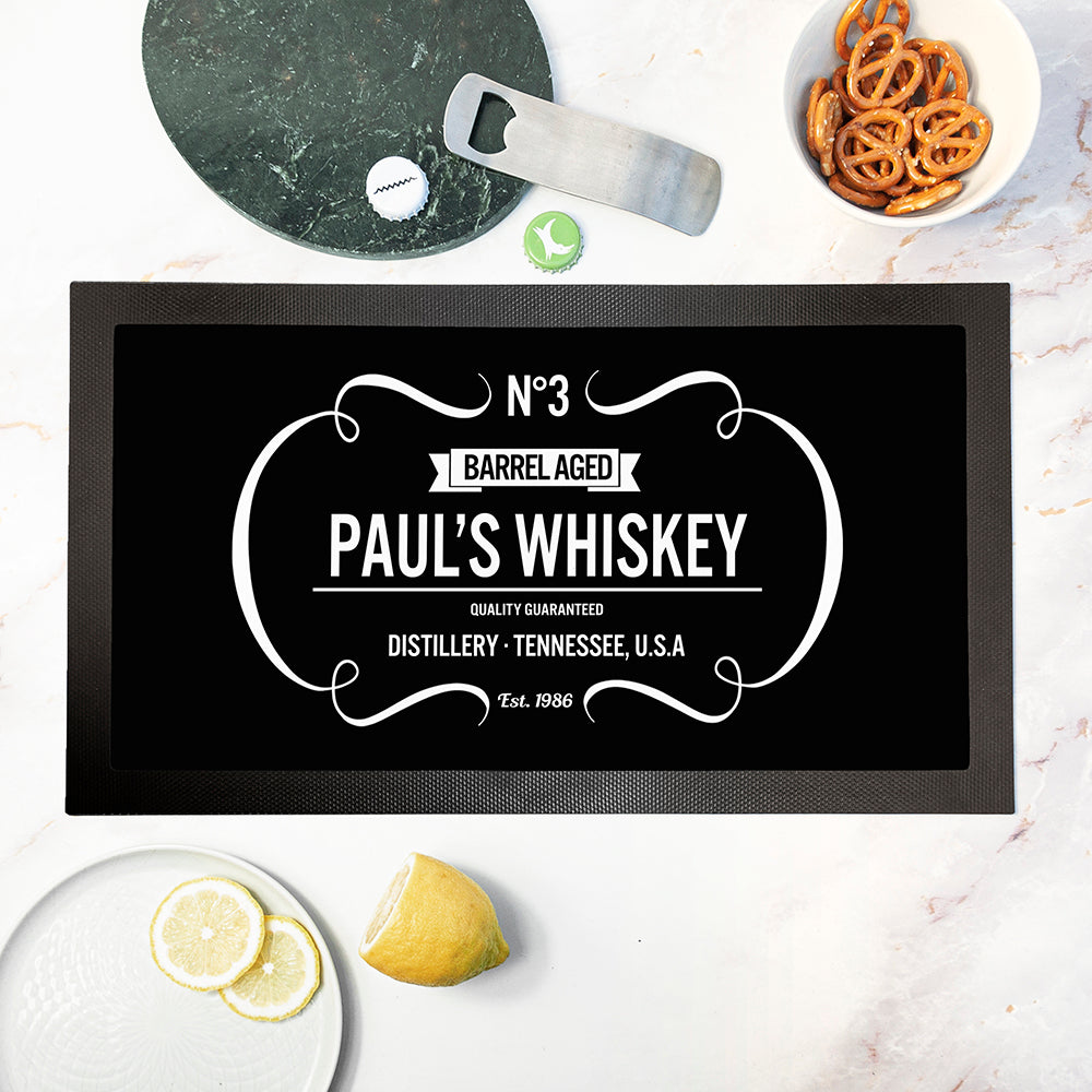 Personalised Vintage Whiskey Bar Mat