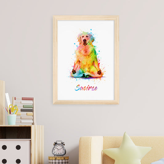 Personalised Watercolour Dog Yoga Print