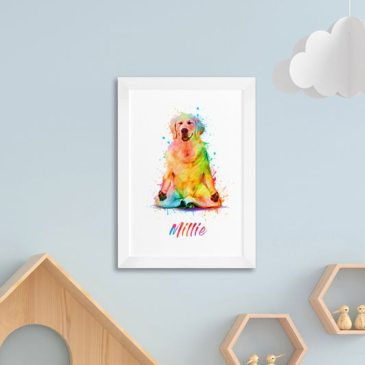 Personalised Watercolour Dog Yoga Print