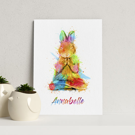 Personalised Watercolour Rabbit Meditation Print