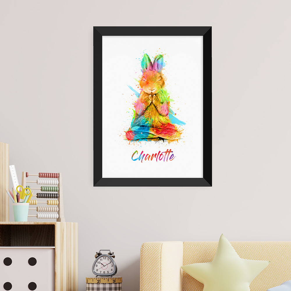 Personalised Watercolour Rabbit Meditation Print