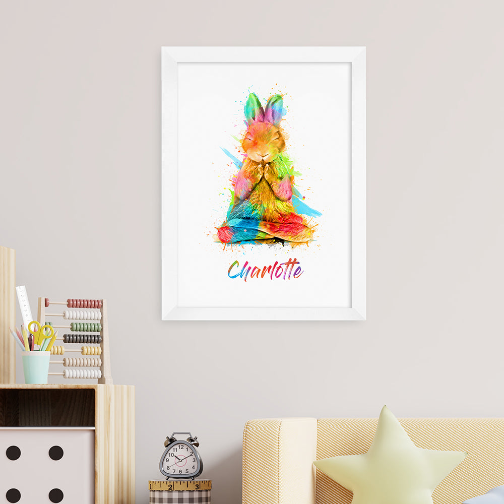 Personalised Watercolour Rabbit Meditation Print