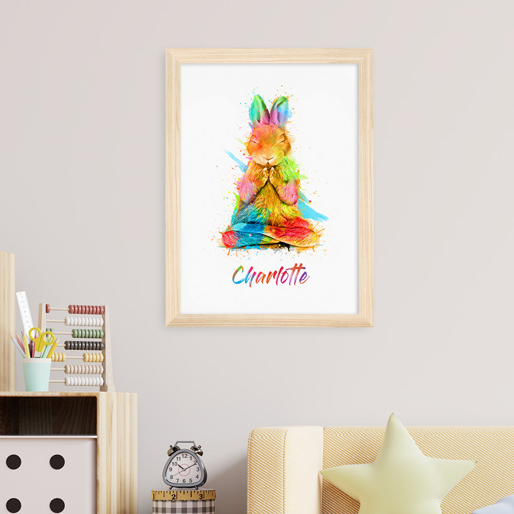 Personalised Watercolour Rabbit Meditation Print