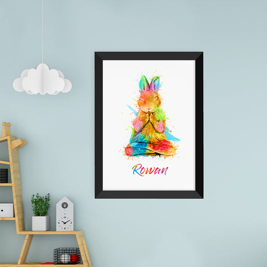 Personalised Watercolour Rabbit Meditation Print