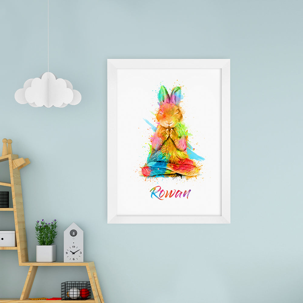 Personalised Watercolour Rabbit Meditation Print