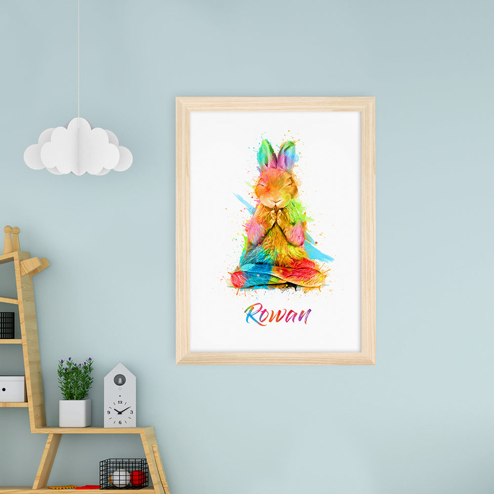 Personalised Watercolour Rabbit Meditation Print