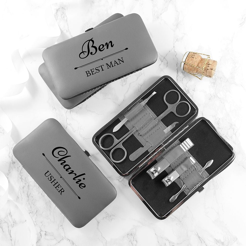 Personalised Wedding Party Grooming Set - Grey