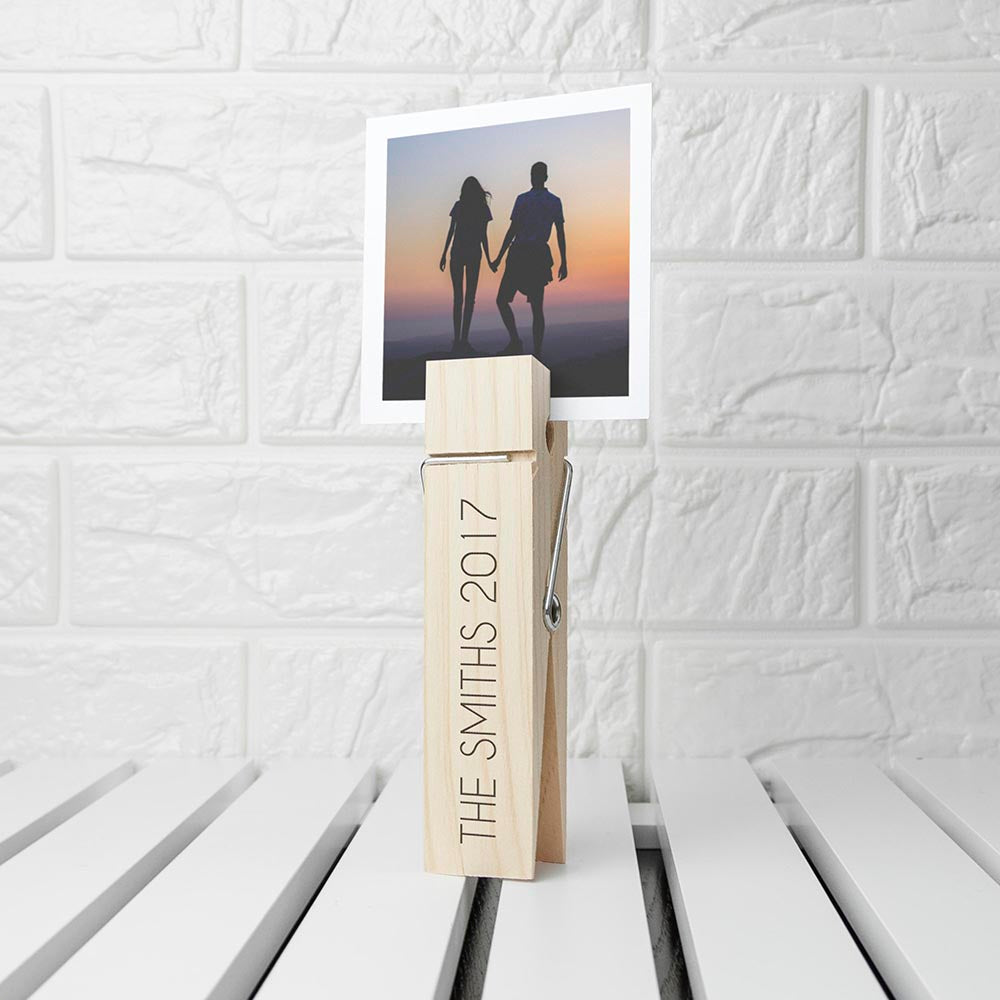 Personalised Wooden Peg Photo Holder