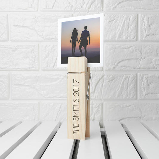 Personalised Wooden Peg Photo Holder