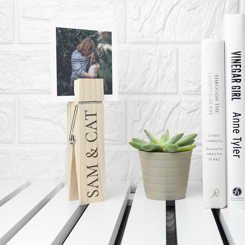 Personalised Wooden Peg Photo Holder